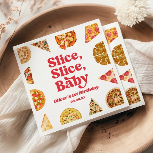 Slice, Slice, Baby! Pizza Verjaardagsfeestje Servet