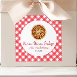 Slice, Slice, Baby! Pizza Verjaardagsfeestje Vierkante Sticker