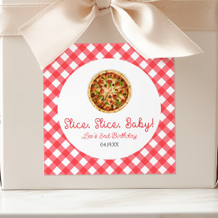 Slice, Slice, Baby! Pizza Verjaardagsfeestje Vierkante Sticker