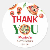 Slice slice baby shower Italiaans pizza gunst Ronde Sticker (Voorkant)