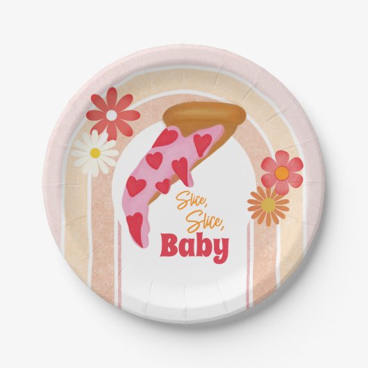 Slice Slice Baby shower Pizza-partij Papieren Bordje (Voorkant)