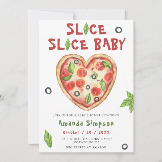 Slice, Slice Baby - Watercolor baby shower Kaart (Voorkant)