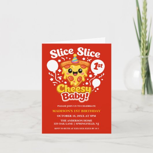 Slice Slice Cheesy Baby Pizza 1e Verjaardag (Voorkant)