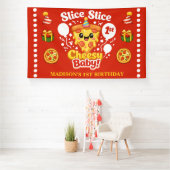 Slice Slice Cheesy Baby Pizza 1e Verjaardag Groot Spandoek (Insitu)