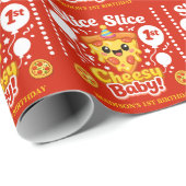 Slice Slice Cheesy Baby Pizza 1st Birthday Cadeaupapier (Rol Hoek)