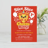 Slice Slice Cheesy Baby Pizza 1st Birthday Kaart (Staand voorkant)