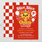 Slice Slice Cheesy Baby Pizza 1st Birthday Kaart (Voorkant / Achterkant)