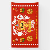 Slice Slice Cheesy Baby Pizza 1st Birthday Large Spandoek (Verticaal)