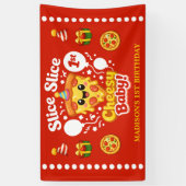 Slice Slice Cheesy Baby Pizza 1st Birthday Medium Spandoek (Verticaal)