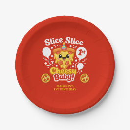 Slice Slice Cheesy Baby Pizza 1st Birthday Papieren Bordje