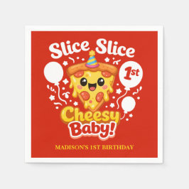 Slice Slice Cheesy Baby Pizza 1st Birthday Servet