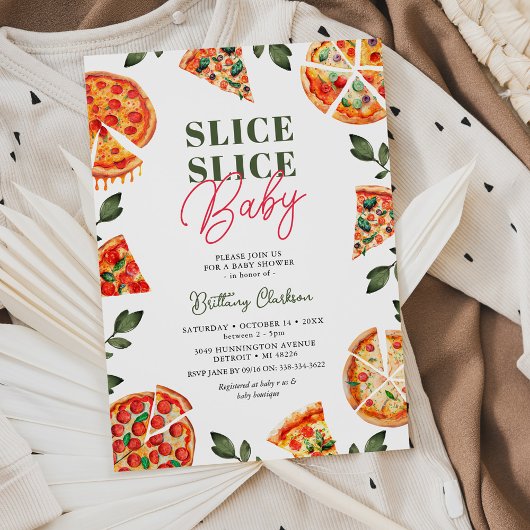 Slice Slice Pizza Baby Shower Kaart