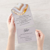 Sliced Agate Abstract Wedding All In One Uitnodiging (Afscheurbaar)