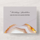Sliced Agate Abstract Wedding  All In One Uitnodiging (Achterkant)