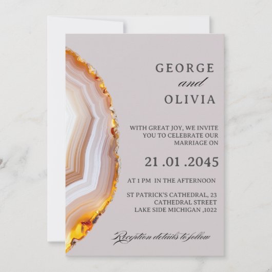 Sliced Agate Abstract Wedding Kaart (Voorkant)