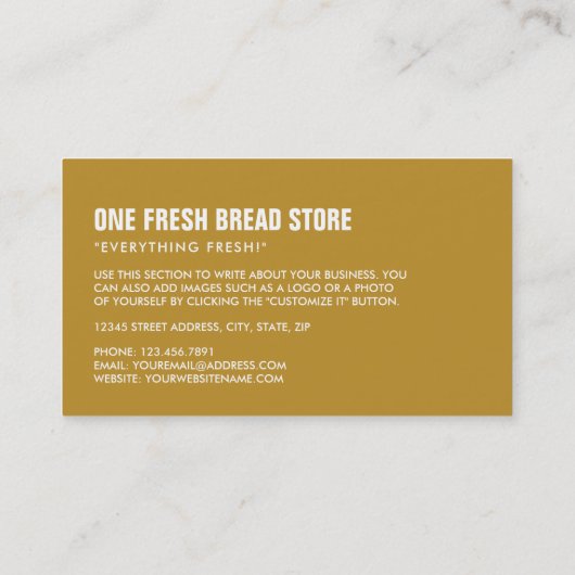 Sliced Bread Loaf, Bakery Visitekaartje (Achterkant)