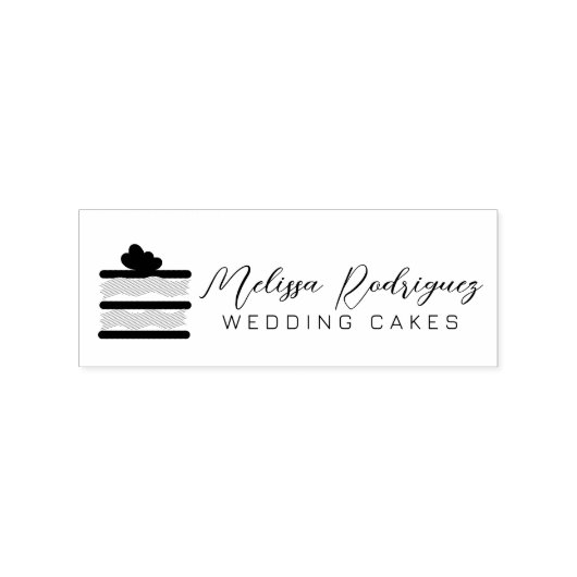 Sliced Cake Baker Wedding Script Logo Rubberstempel (Afrduk)