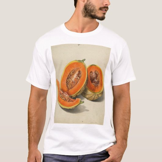 Sliced cantaloupe meloen illustratie t-shirt (Voorkant)