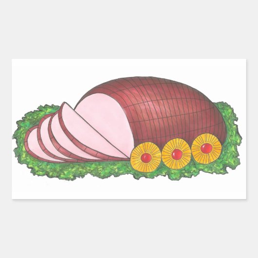 Sliced Ham Holiday kerst Pasen diner Rechthoekige Sticker (Voorkant)