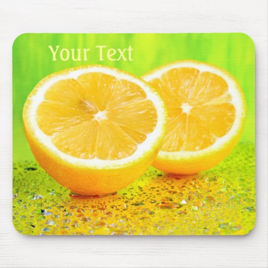 Sliced Lemon en water druppelt Mousepad Muismat (Voorkant)