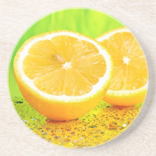 Sliced Lemon en water Druppelt Onderzetter (Voorkant)