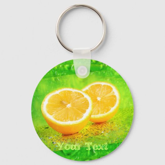 Sliced Lemon en Water druppelt Sleutelhanger (Voorkant)