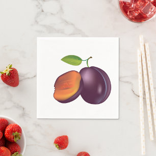 Sliced Open Plum Paper Napkins Servet