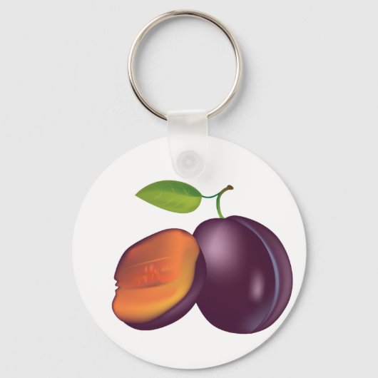 Sliced Open Plum Sleutelhanger (Voorkant)
