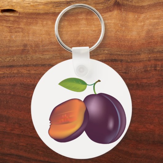 Sliced Open Plum Sleutelhanger (Voorkant)