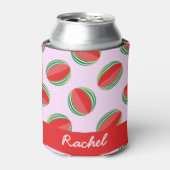 Sliced watermelon pattern on pink blikjeskoeler (Blikje Voorkant)