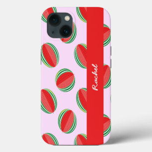 Sliced watermelon pattern on pink iPhone 13 hoesje