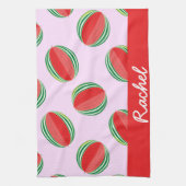 Sliced watermelon pattern on pink theedoek (Verticaal)