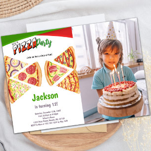 Slices Pizza Verjaardag Uitnodigingen met Foto