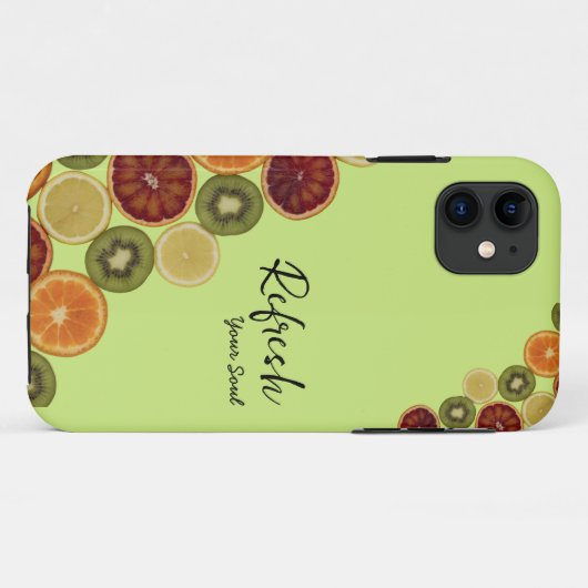 Slices verschillende verse vruchten iPhone Case (Achterkant (horizontaal))