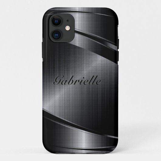 Slick Black Design geborsteld aluminium look Case-Mate iPhone Case (Achterkant)
