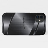 Slick Black Design geborsteld aluminium look Case-Mate iPhone Case (Achterkant (horizontaal))