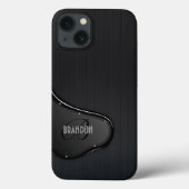 Slick Black Metallic Texture Monogram Case-Mate iPhone Case (Achterkant)