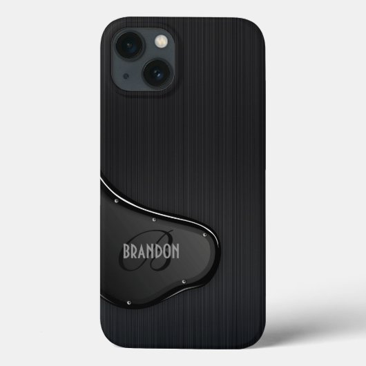 Slick Black Metallic Texture Monogram Case-Mate iPhone Case (Achterkant)