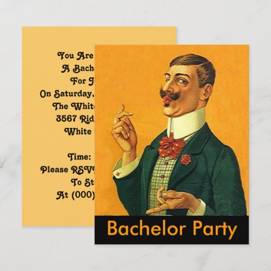 Slick Dapper Snapper ~ Bachelor Party Invitation Kaart (Voorkant / Achterkant)