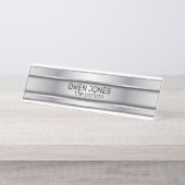 Slick grijs metaal bureau naambordje (Voorkant)