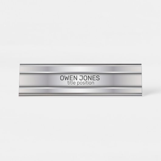 Slick grijs metaal bureau naambordje (Voorkant)