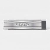 Slick grijs metaal bureau naambordje (Voorkant)