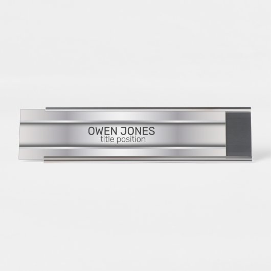 Slick grijs metaal bureau naambordje (Voorkant)