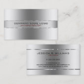 Slick moderne zilvergrijze roestvrij staal look visitekaartje (Voorkant / Achterkant)