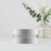 Slick moderne zilvergrijze roestvrij staal look visitekaartje (Staand voorkant)