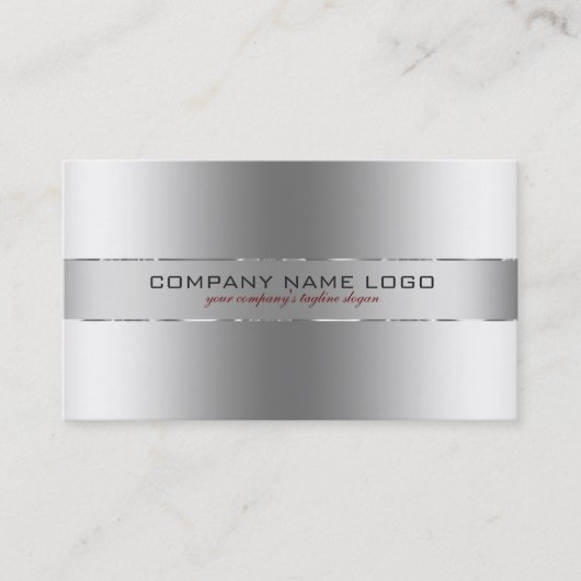 Slick moderne zilvergrijze roestvrij staal look visitekaartje (Voorkant)