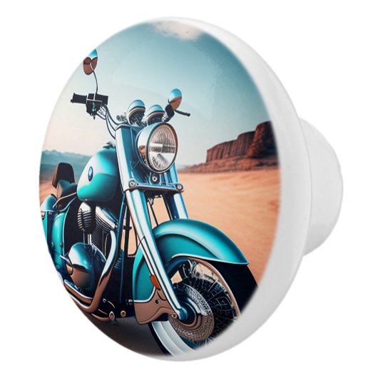Slick Motorcycle Blue Beach Keramische Knop (Rechts)