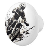 Slick Motorcycle Zwart-Wit Keramische Knop (Rechts)