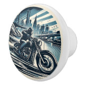 Slick Motorfiets Blauw Vuilfiets Biker Keramische Knop (Rechts)