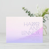 Slick Ombre Gradient Paarse Mist Tropical Wedding Kaart (Staand voorkant)